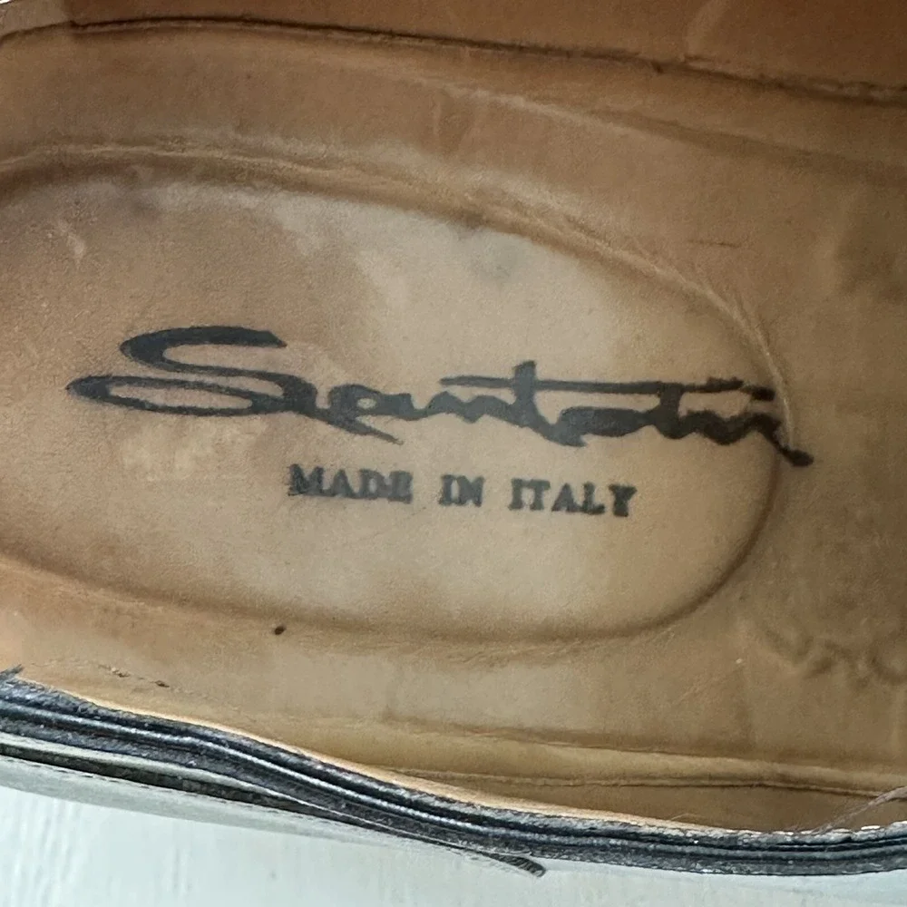 SANTONI Men's Oxford Shoes 10.5 Black‎ Smooth Leather Lace Up Made In Italy $585
